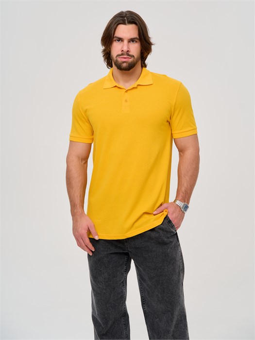Рубашка поло с Вашим логотипом  с коротким рукавом желтая 10386