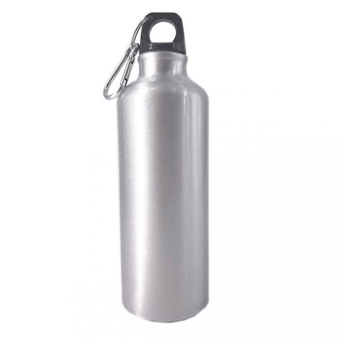 Бутылка - фляжка  спортивная алюминиевая 500 мл (серебро) с печатью изображения 10137