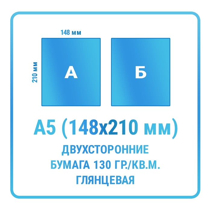 Листовки А5 (148х210 мм), двухсторонние, бумага 130 гр./кв.м. глянцевая 10152