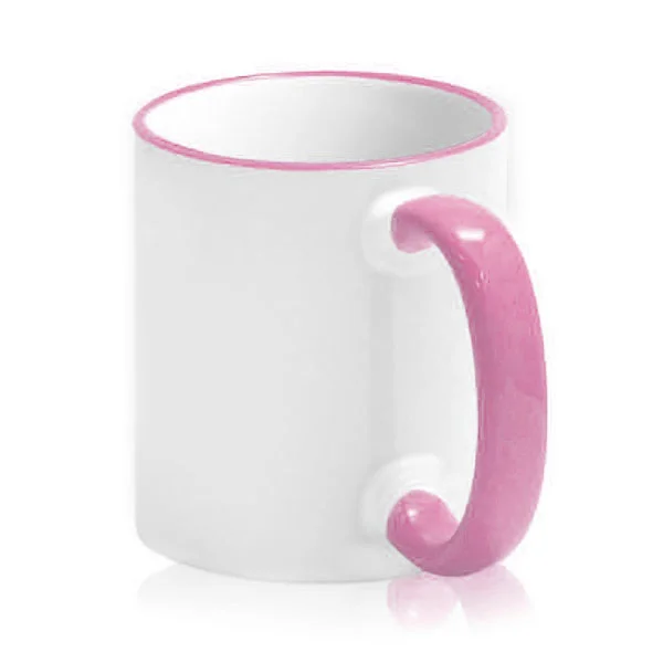 Кружка с РОЗОВЫМ ОБОДКОМ и РОЗОВОЙ РУЧКОЙ  с печатью Вашего логотипа или изображения 10024