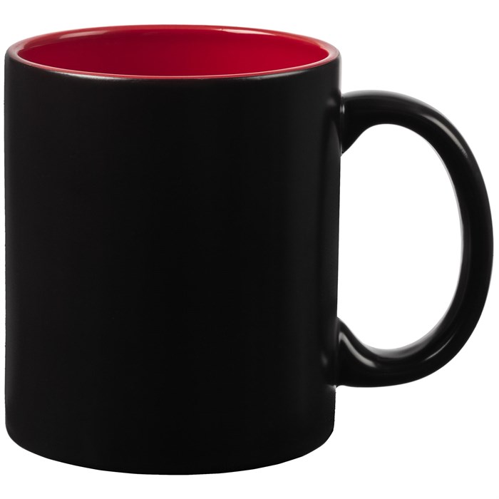 Кружка-хамелеон On Display, матовая, черная с красным c печатью логотипа 10652