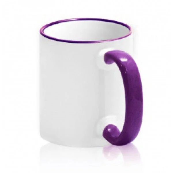 Кружка с ФИОЛЕТОВЫМ ОБОДКОМ и ФИОЛЕТОВОЙ РУЧКОЙ  с печатью Вашего логотипа или изображения 10027