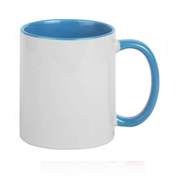 Кружка с ГОЛУБОЙ ВНУТРЕННЕЙ ПОВЕРХНОСТЬЮ и ГОЛУБОЙ РУЧКОЙ  с печатью Вашего логотипа или изображения 10030