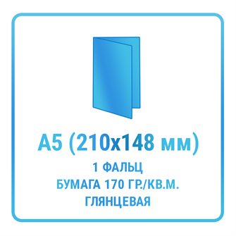 Буклет А5 (210x148 мм, 1 фальц, пополам), бумага 170 гр./кв.м. глянцевая 10434