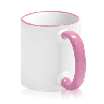 Кружка с РОЗОВЫМ ОБОДКОМ и РОЗОВОЙ РУЧКОЙ  с печатью Вашего логотипа или изображения 10024