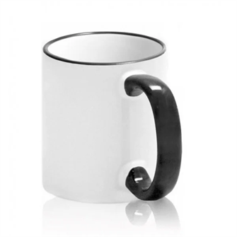 Кружка с ЧЕРНЫМ ОБОДКОМ и ЧЕРНОЙ РУЧКОЙ  с печатью Вашего логотипа или изображения 10026