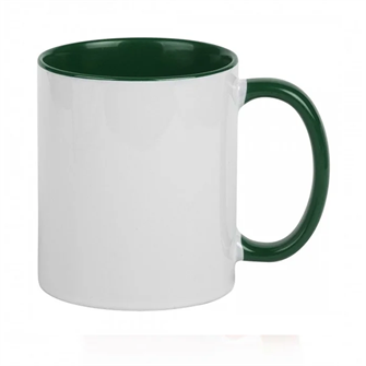 Кружка с ТЕМНО-ЗЕЛЕНОЙ ВНУТРЕННЕЙ ПОВЕРХНОСТЬЮ и ТЕМНО-ЗЕЛЕНОЙ РУЧКОЙ  с печатью Вашего логотипа или изображения 10032