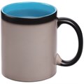 Кружка-хамелеон On Display, матовая, черная с голубым c печатью логотипа 10657